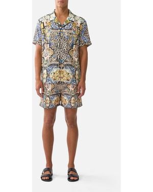 CAMILLA Short Sleeve Camp Collared Shirt Sevillian Style - Brown