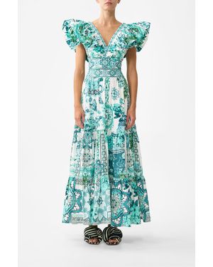 CAMILLA High Waisted Tiered Skirt Balearic Bebé - Green