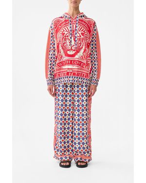 CAMILLA Silk Band Oversized Hoodie With Pockets Rinse & Roar - Red