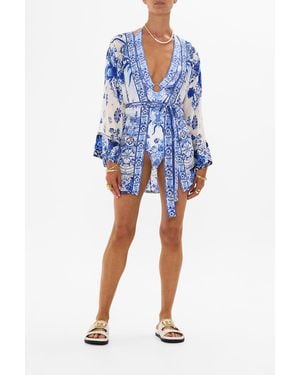 CAMILLA Short Kimono Wrap Immortal Ink - Blue