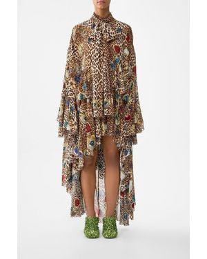 CAMILLA Ruffle High Low Dress With Long Sleeve Nazar Nirvana - Multicolour