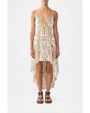 CAMILLA Strappy High Low Dress With Pockets Ottoman Dynasty - White