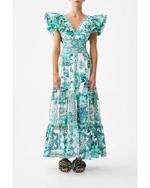 CAMILLA Ruffle Wrap Top Balearic Bebé - Green