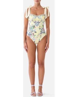 CAMILLA Panelled Bodice One Piece W Tie Straps Chinoiserie Child - Yellow