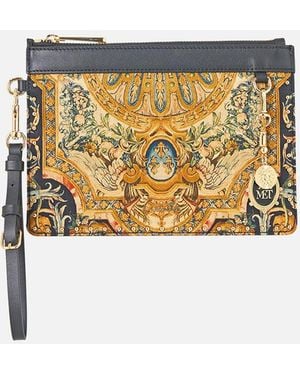 CAMILLA Clutch With Leather Trims Museum Memoirs - White