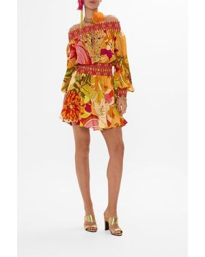 CAMILLA Off Shoulder Short Dress - Orange