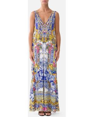 CAMILLA V Neck Flared Jumpsuit España Nirvana - White