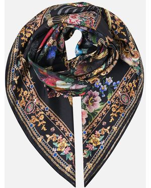 CAMILLA Printed Silk Twill Square Scarf Night Garden - Black
