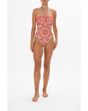 CAMILLA Bandeau One Piece With Halter Tie Shell Games - Orange