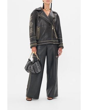 CAMILLA Oversized Leather Biker Jacket They Called Her Nefertari - Black
