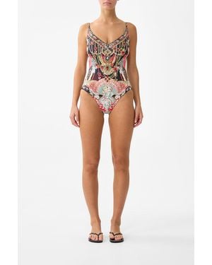 CAMILLA V Neck Underwire One Piece With Back Closure Daughters Of Duende - Black