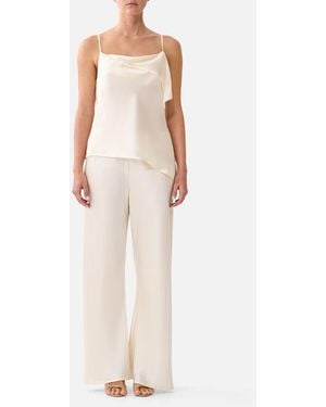 CAMILLA Bias Cut Drawstring Pant Silk Essentials - White