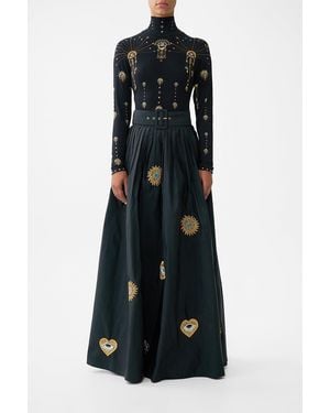 CAMILLA Belted Taffeta Maxi Skirt Amulets And Alchemy - Black
