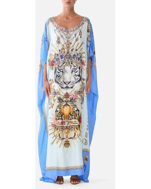 CAMILLA Round Neck Kaftan Verses - Blue