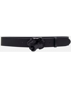 CAMILLA Leopard Head Buckle Belt Solid Black