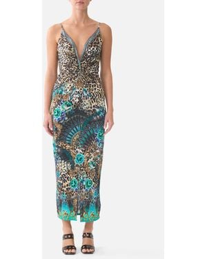 CAMILLA Strappy Dress With Twist Front Flamenco Euphoria - Blue