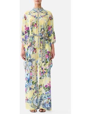 CAMILLA Button Through Scarf Blouse Chinoiserie Child - White
