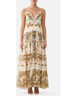 CAMILLA Trapeze Tiered Dress With Lining A Certain Je Ne Sais Quoi - Metallic