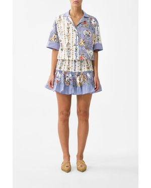 CAMILLA Short Shirred Skirt - Blue
