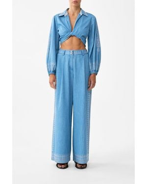 CAMILLA Cropped Wrap Shirt The Hum Of The Alhambra - Blue