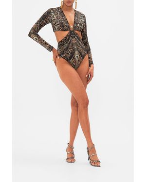 CAMILLA Cut Out Bodysuit With Trim Amsterglam - Multicolour