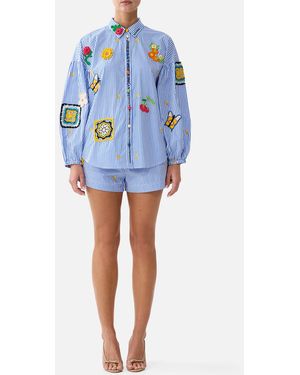 CAMILLA Balloon Sleeve Blouse Magic Of The Mercado - Blue