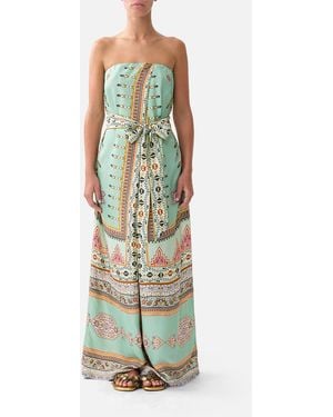 CAMILLA Front Pleat Strapless Jumpsuit Legend Has It - Green