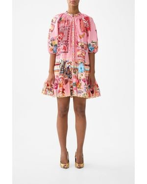 CAMILLA Puff Sleeve Shirt Dress Collage Kingdom - Red