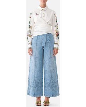CAMILLA Wide Leg Belted Jean - Blue