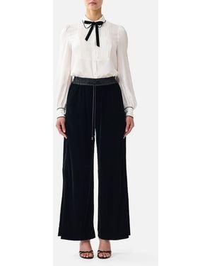 CAMILLA Collared Shirt With Pintucks Leopard Libertine - White