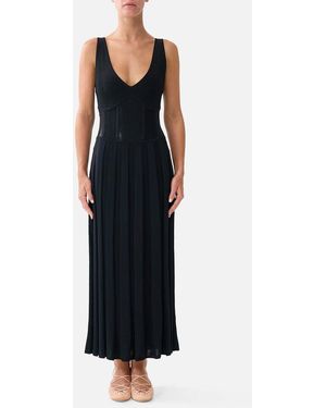CAMILLA Corset Detail Flare Knit Dress Flamenco Folklore - Black