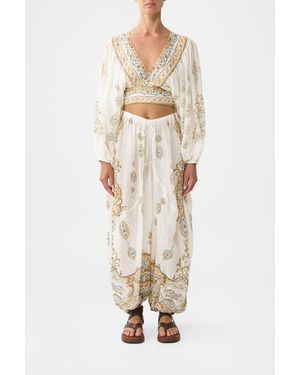 CAMILLA Panelled Harem Pant With Tie Waist Ottoman Dynasty - Natural