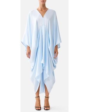 CAMILLA Drape Front V Neck Kaftan The Hum Of The Alhambra - Blue