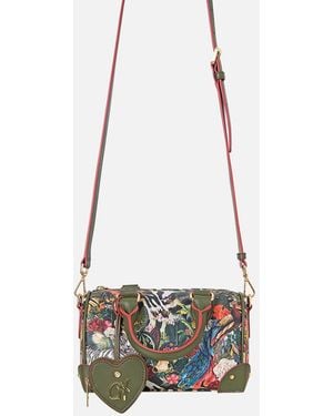 CAMILLA Barrel Bag With Leather Trims Leotigra Land - White