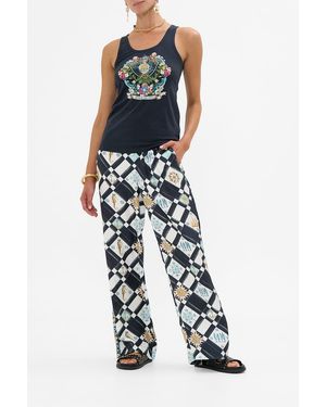 CAMILLA Button Front Lounge Pant Folk Afloat - White