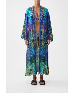 CAMILLA Flare Sleeve Long Robe Cosmic Zoology - Blue