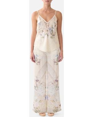 CAMILLA V-Neck Bias Cami Laced With Love - White