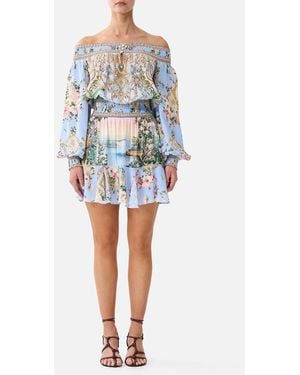 CAMILLA Off Shoulder Short Dress Sisi Society - Blue