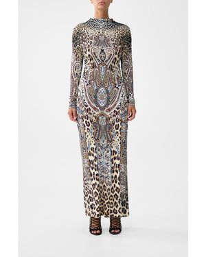CAMILLA Back Detail Jersey Dress Istanbul Animalia - White