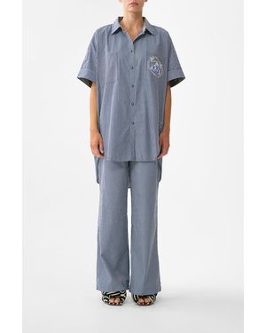 CAMILLA Oversized Pocket Tunic Sevillian Style - Blue