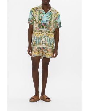 CAMILLA Short Sleeve Camp Collared Shirt - Yellow