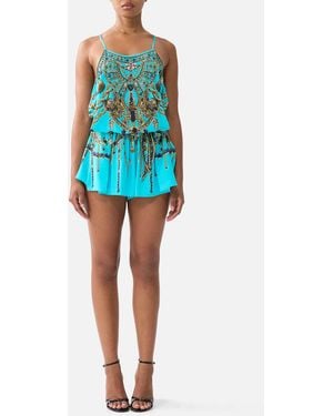 CAMILLA Shoestring Strap Playsuit Totems And Treasures - Blue
