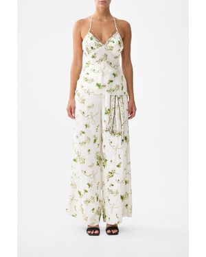 CAMILLA Chain Detail Bias Cami Botanical Utopia - White