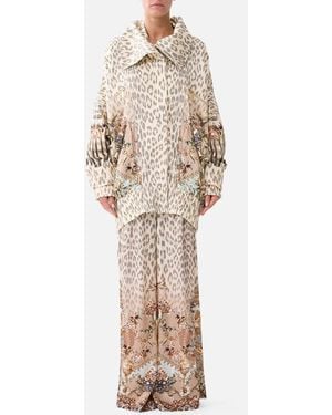 CAMILLA Oversized Jersey Parker Jacket Aranjuez Animalia - Natural