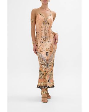 CAMILLA Chain Detail Slip Dress Kingdom Of Heiroglyphs - White