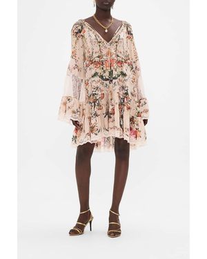 Camilla eBoutique A-Line Gathered Panel Dress With Lace Rose Garden Revolution - Natural