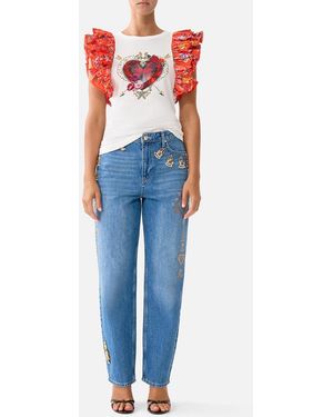 CAMILLA Double Frill Sleeve Tee Olé Olé - Red