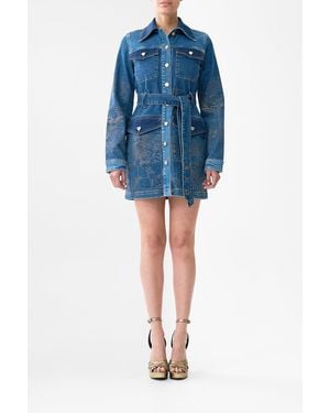 CAMILLA Jenna Zodiac Zone Belted Mini Dress - Blue