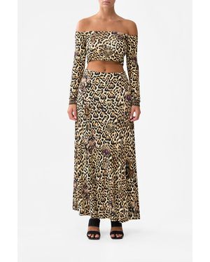 CAMILLA Flared Hem Jersey Skirt Saints And Sisters - Brown