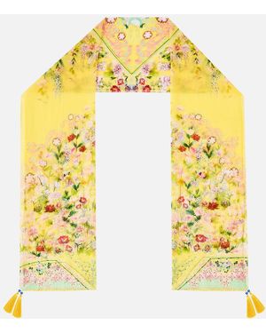 CAMILLA Long Silk Crinkle Chiffon Scarf Lady Limonada - Yellow
